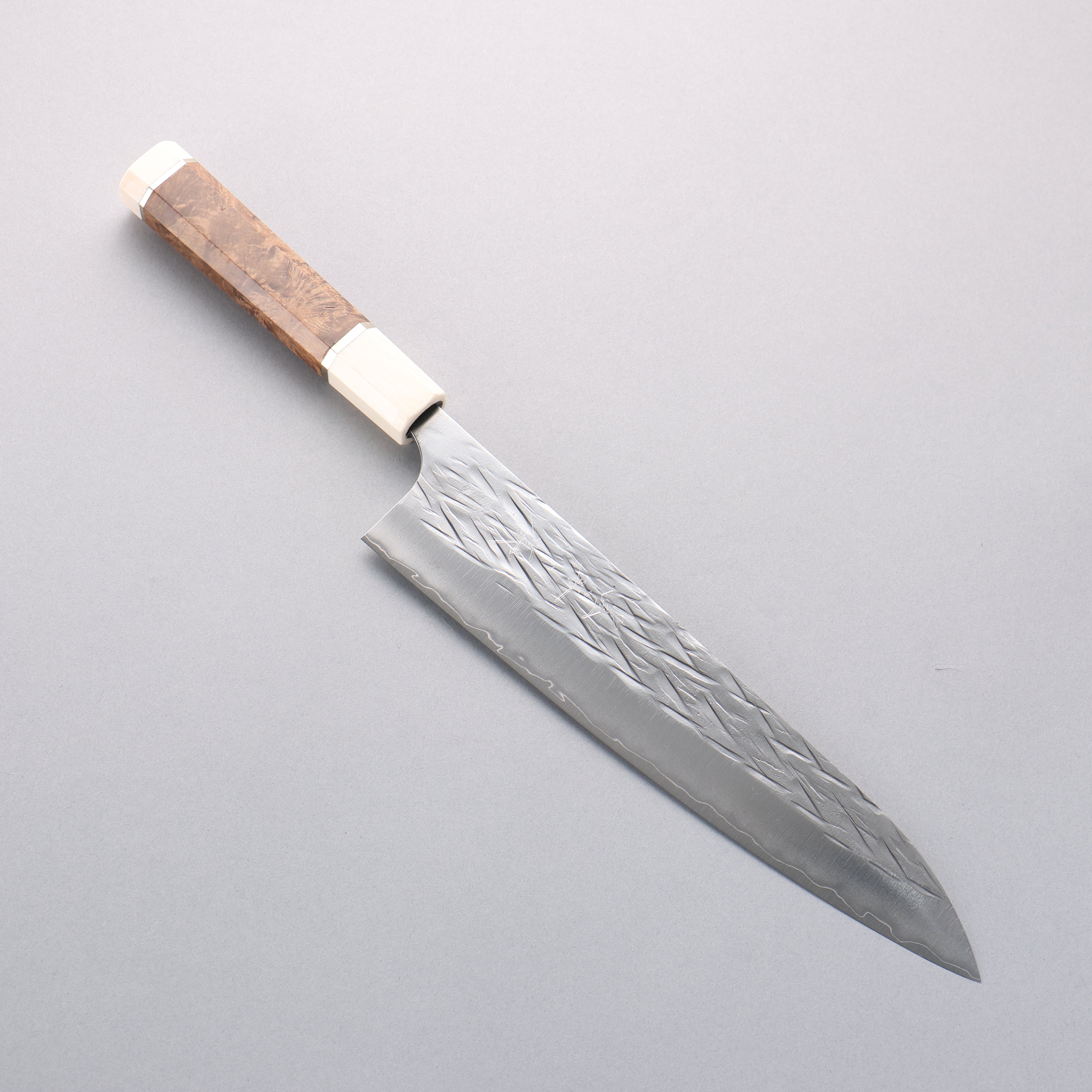 Yu Kurosaki Juhyo Cobalt Special Steel Hammered Gyuto 240mm Chinese Quince & White Resin Handle - Seisuke Knife