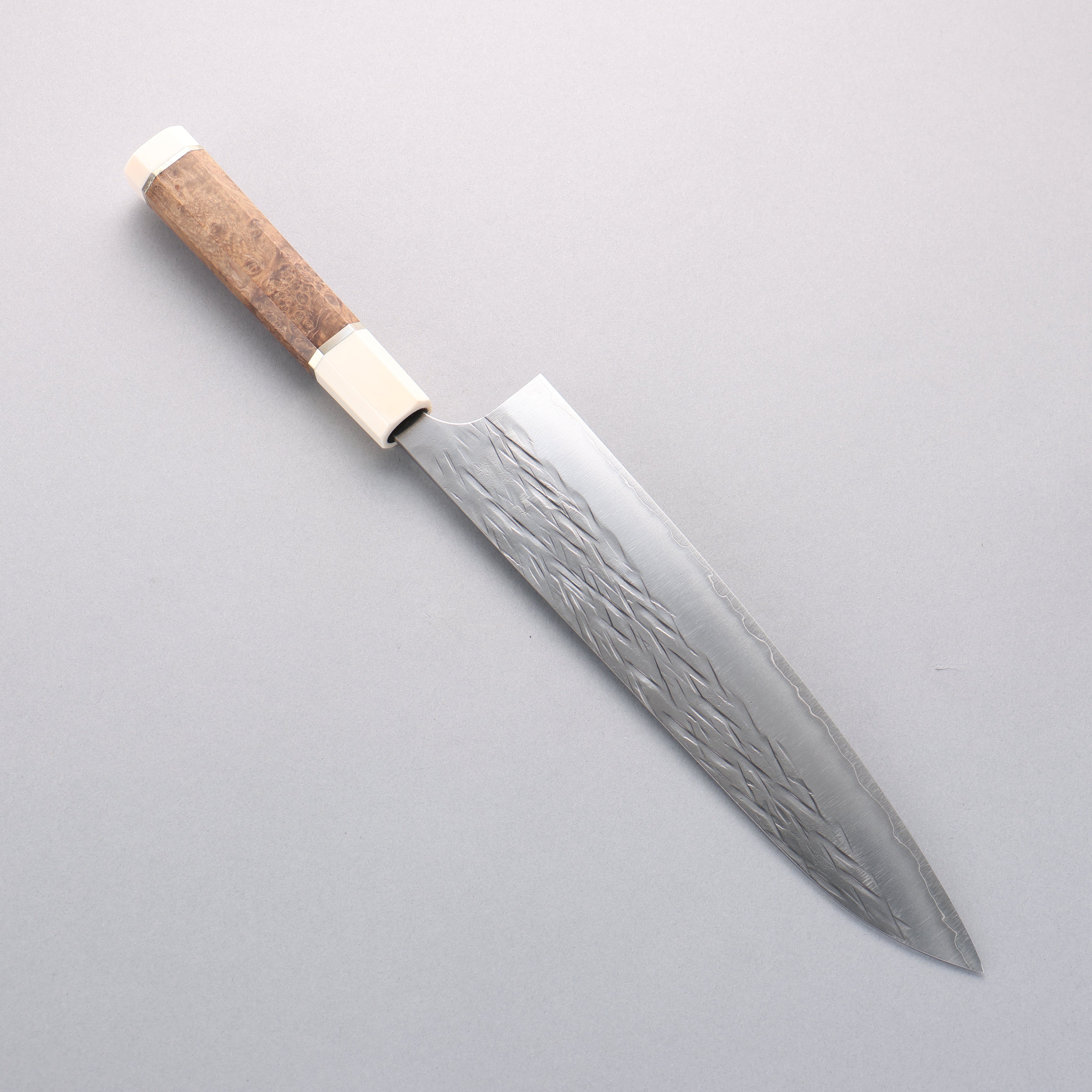 Yu Kurosaki Juhyo Cobalt Special Steel Hammered Gyuto 240mm Chinese Quince & White Resin Handle - Seisuke Knife