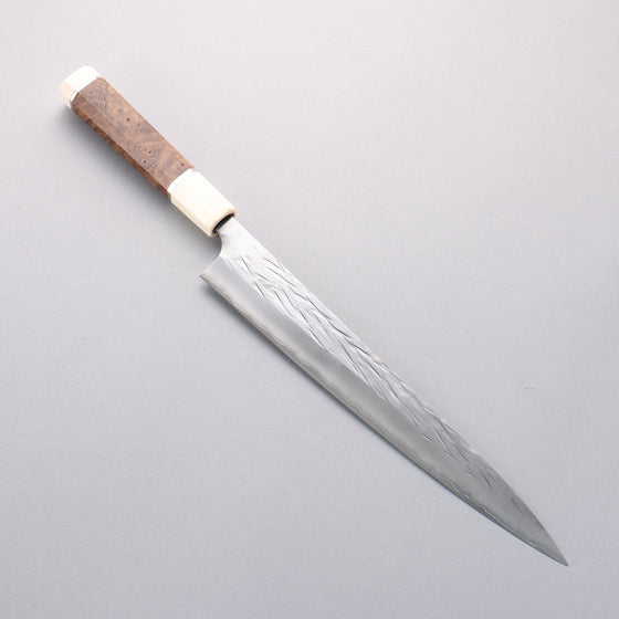 Yu Kurosaki Juhyo Cobalt Special Steel Hammered Sujihiki 270mm Chinese Quince & White Resin Handle - Seisuke Knife