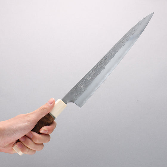 Yu Kurosaki Juhyo Cobalt Special Steel Hammered Sujihiki 270mm Chinese Quince & White Resin Handle - Seisuke Knife