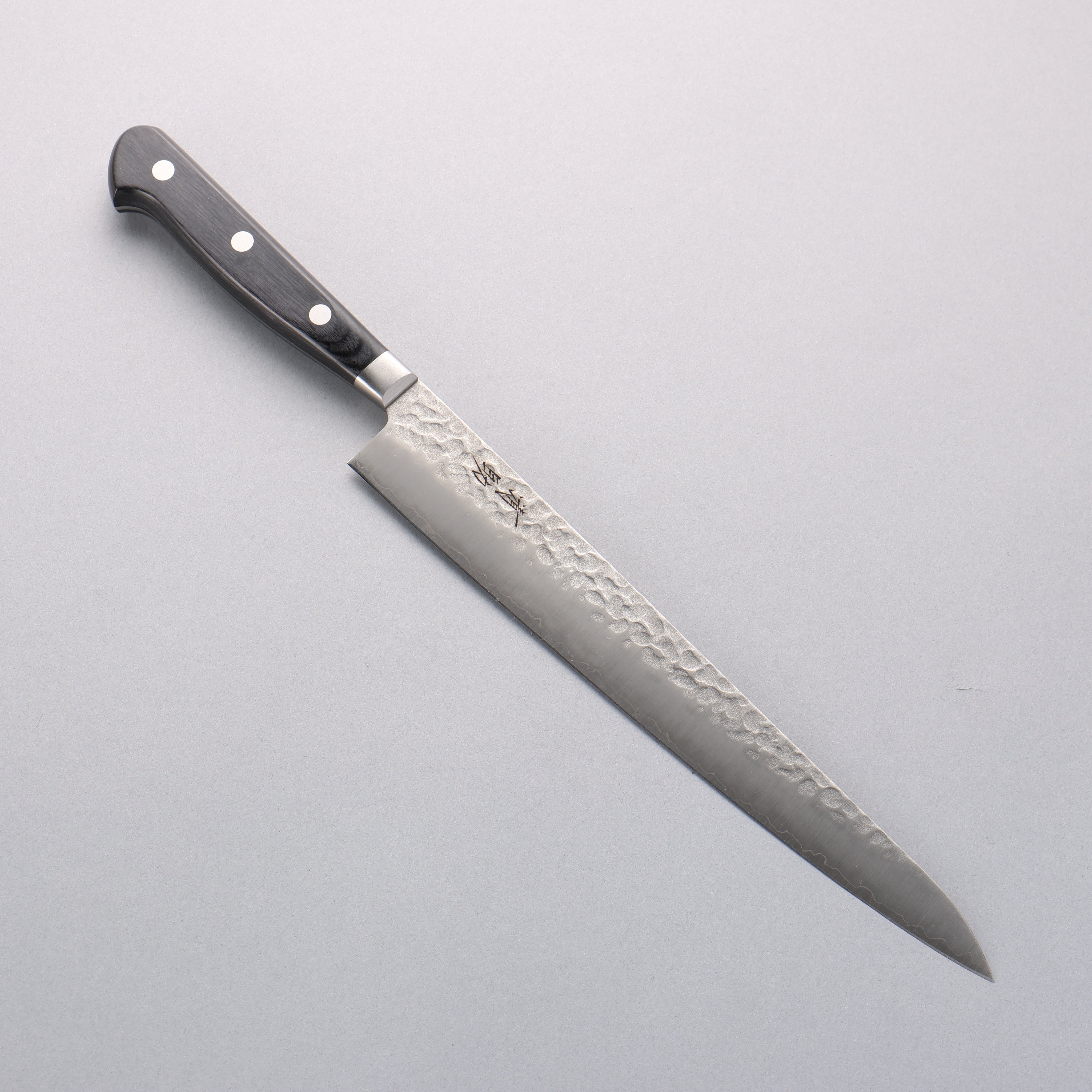 Seisuke AUS8 Hammered Sujihiki 240mm Black Pakkawood Handle - Seisuke Knife