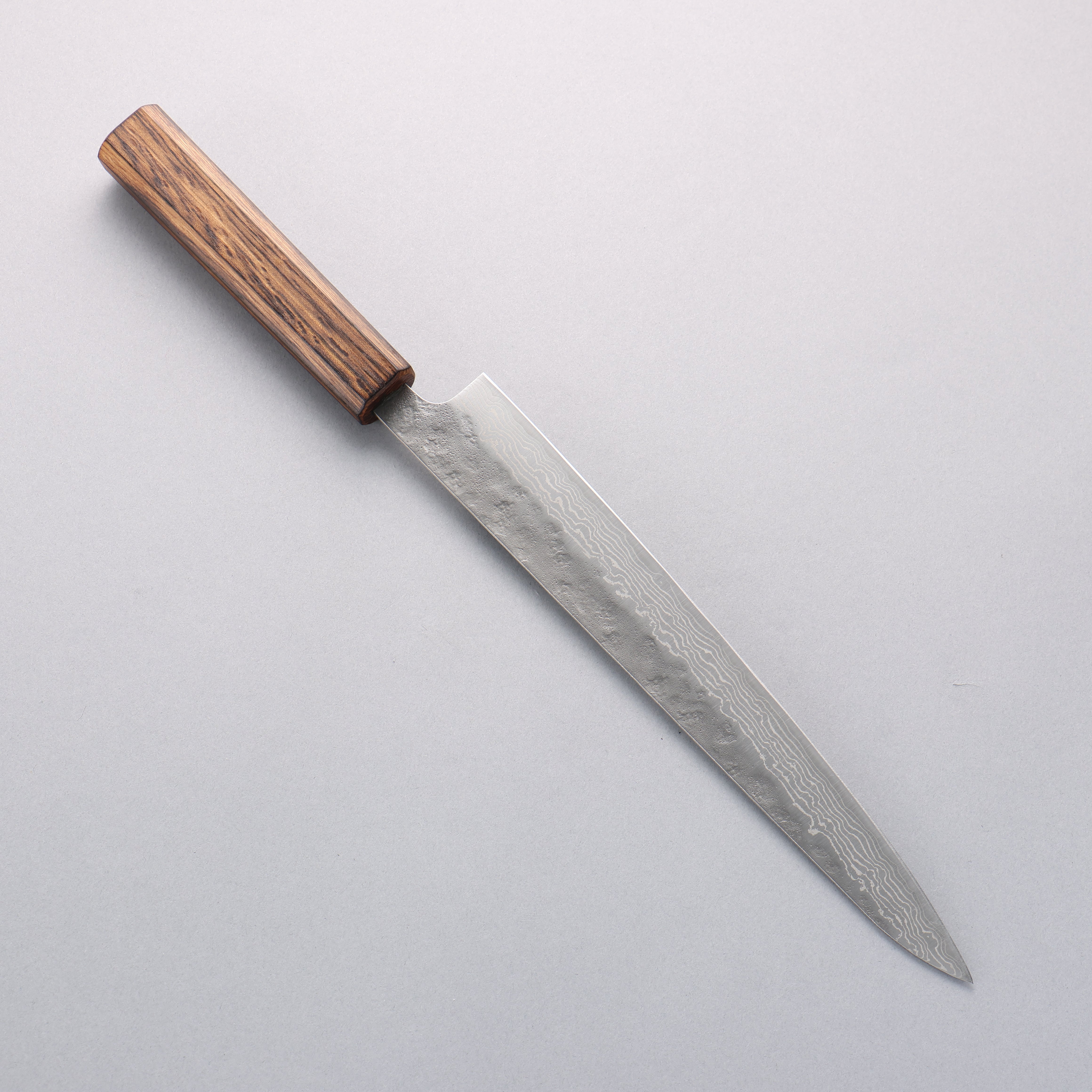 Seisuke Stainless Steel 440C Hammered Damascus Sujihiki 240mm Oak Handle - Seisuke Knife