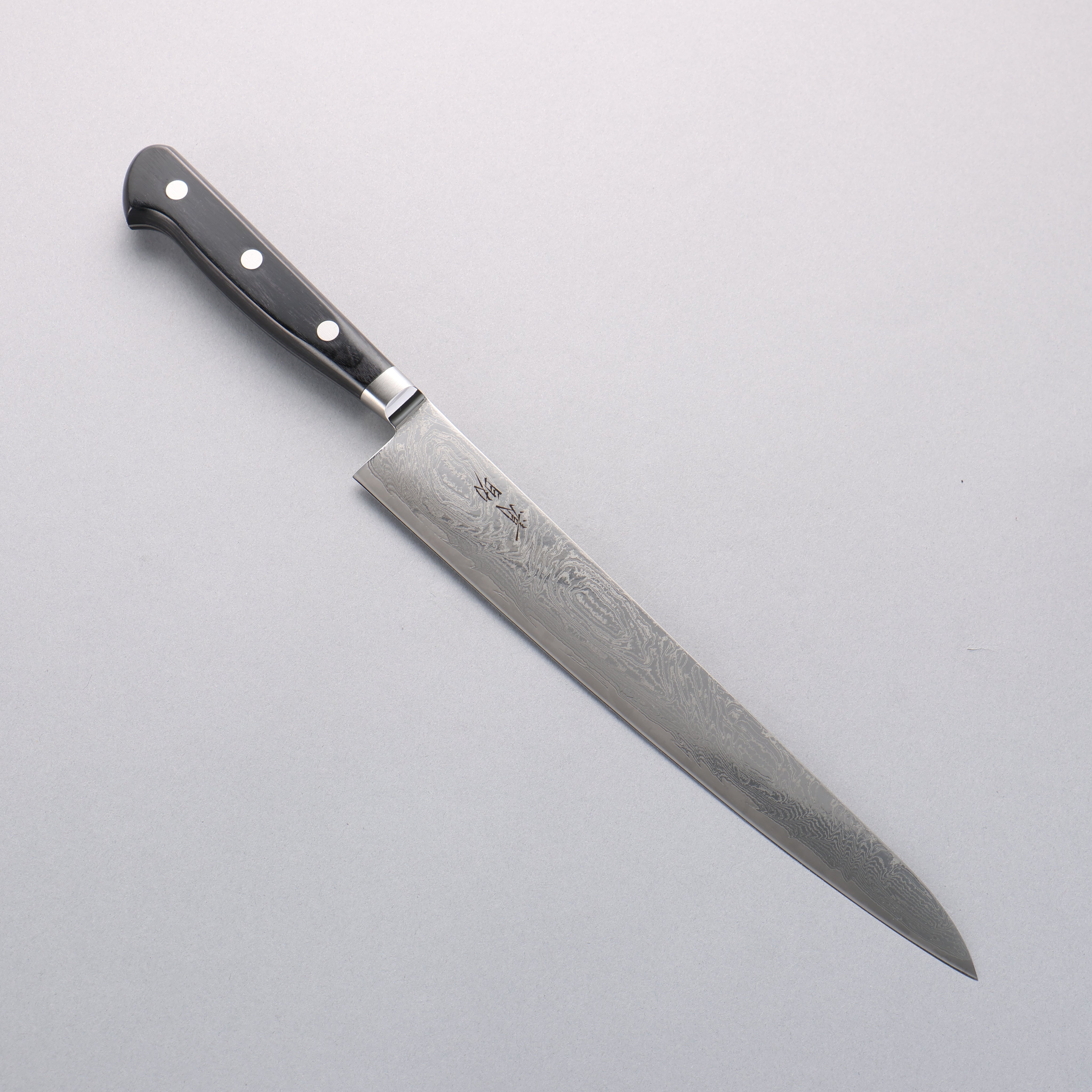 Seisuke Nami AUS10 Mirrored Finish Damascus Sujihiki 240mm Black Pakka wood Handle - Seisuke Knife
