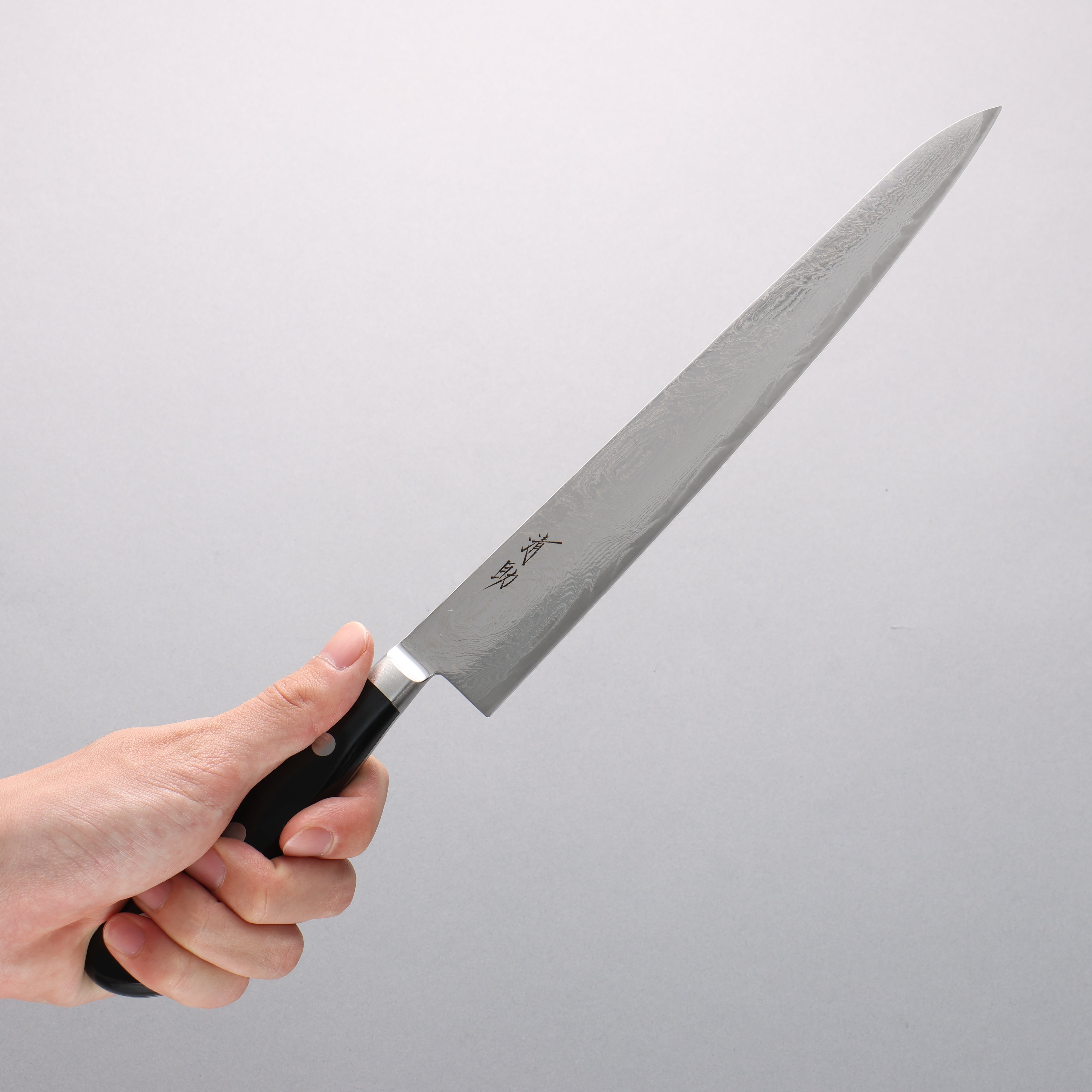 Seisuke Nami AUS10 Mirrored Finish Damascus Sujihiki 240mm Black Pakka wood Handle - Seisuke Knife