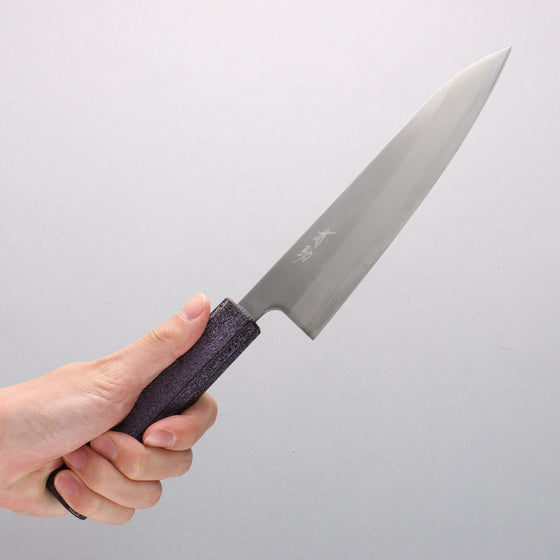 Seisuke White Steel No.1 Migaki Polish Finish Gyuto  180mm Oak with Purple Lacquer Handle