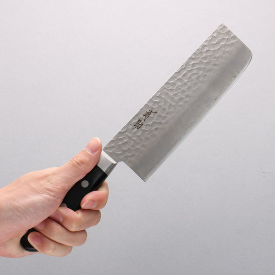 Seisuke AUS8 Hammered Nakiri 165mm Black Pakka wood Handle - Seisuke Knife