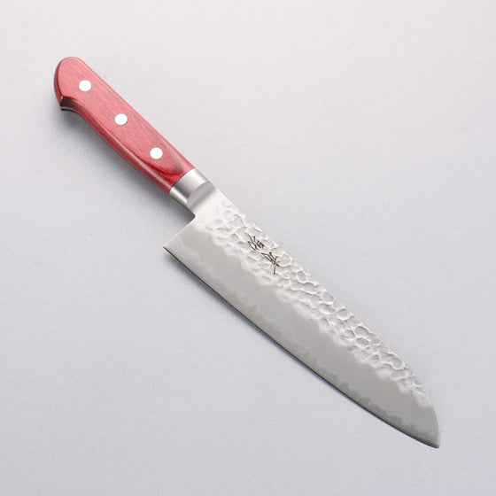 Seisuke Blue Super Hammered Gyuto 180mm Red Pakka wood Handle - Seisuke Knife