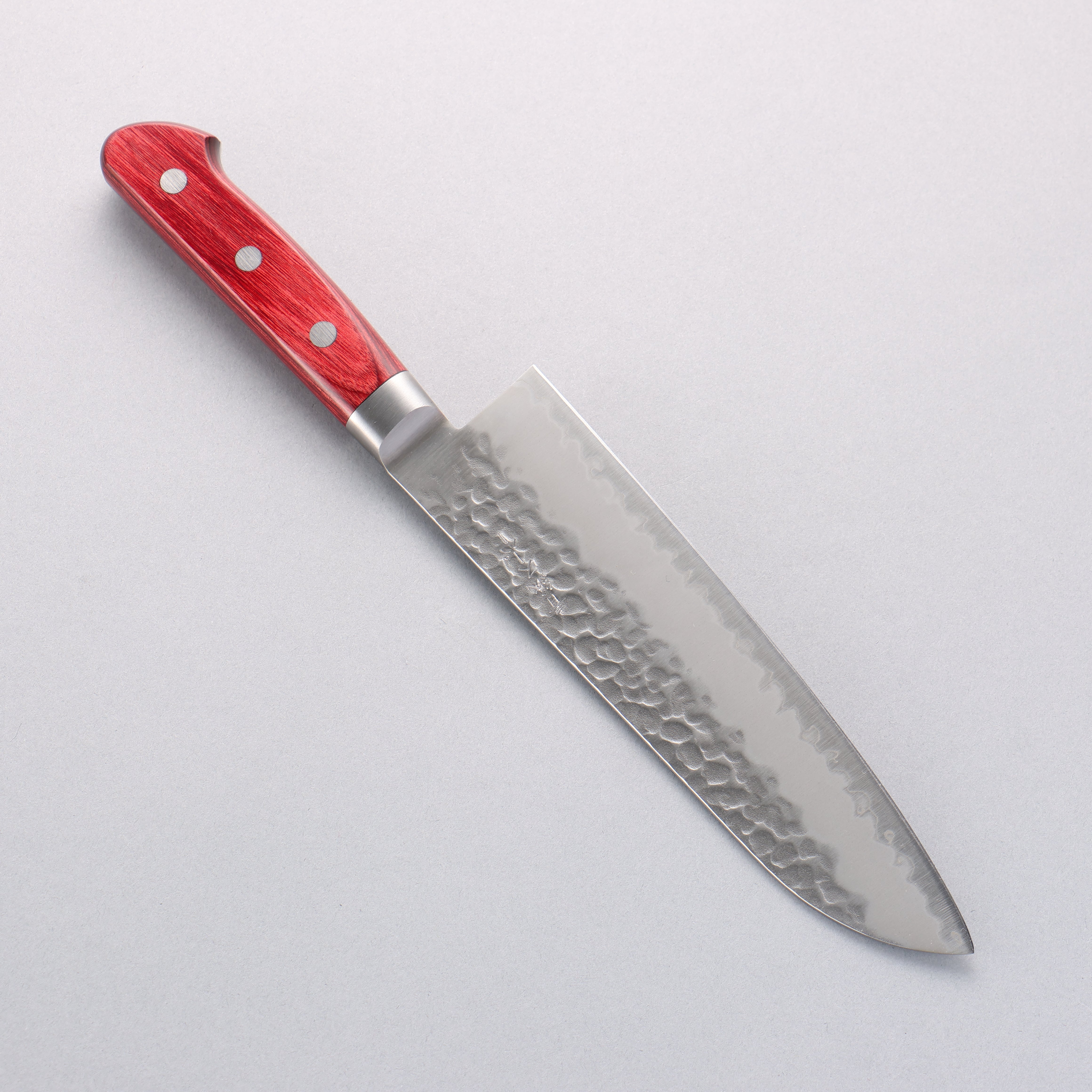 Seisuke Blue Super Hammered Gyuto 180mm Red Pakka wood Handle - Seisuke Knife