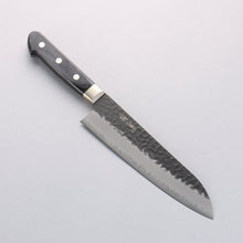  Seisuke Blue Super Hammered Black Finished Santoku 180mm Black Pakka wood Handle - Seisuke Knife