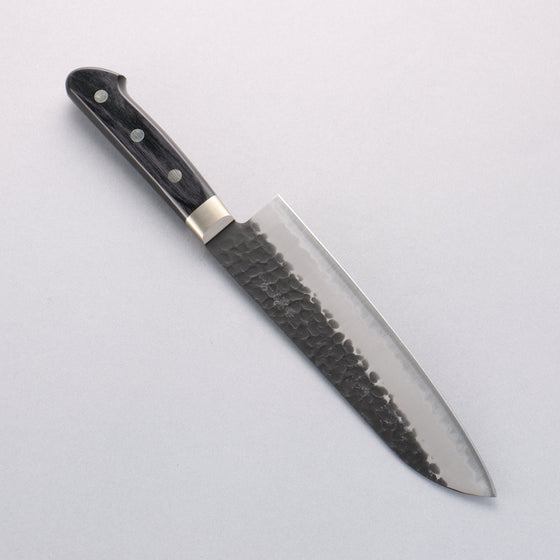 Seisuke Blue Super Hammered Black Finished Santoku 180mm Black Pakka wood Handle - Seisuke Knife