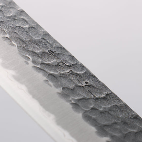 Seisuke Blue Super Hammered Black Finished Santoku 180mm Black Pakka wood Handle - Seisuke Knife