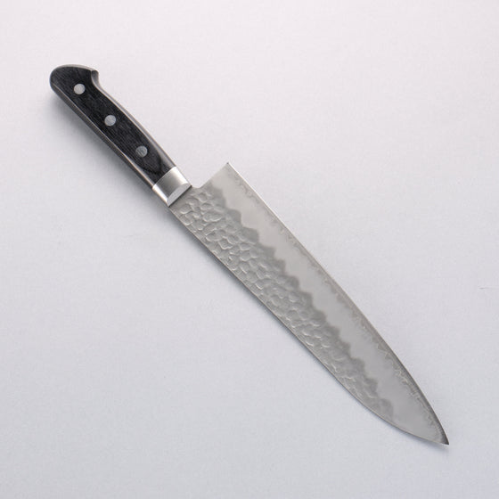 Seisuke AUS8 Hammered Gyuto 210mm Black Pakka wood Handle - Seisuke Knife