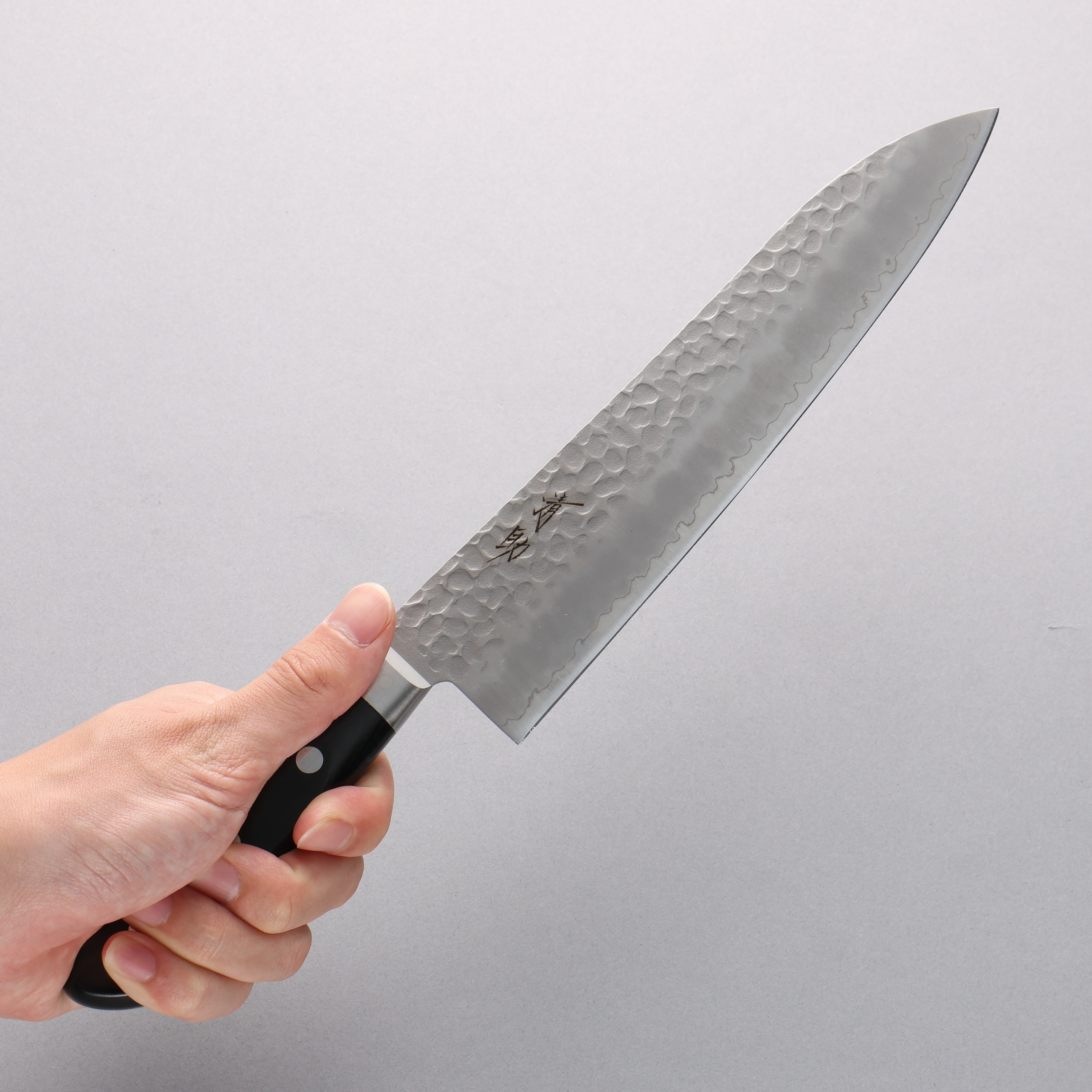 Seisuke AUS8 Hammered Gyuto 210mm Black Pakkawood Handle - Seisuke Knife
