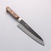 Seisuke Blue Super Hammered Black Finished Santoku 180mm Brown Pakka wood Handle - Seisuke Knife - Slide 1