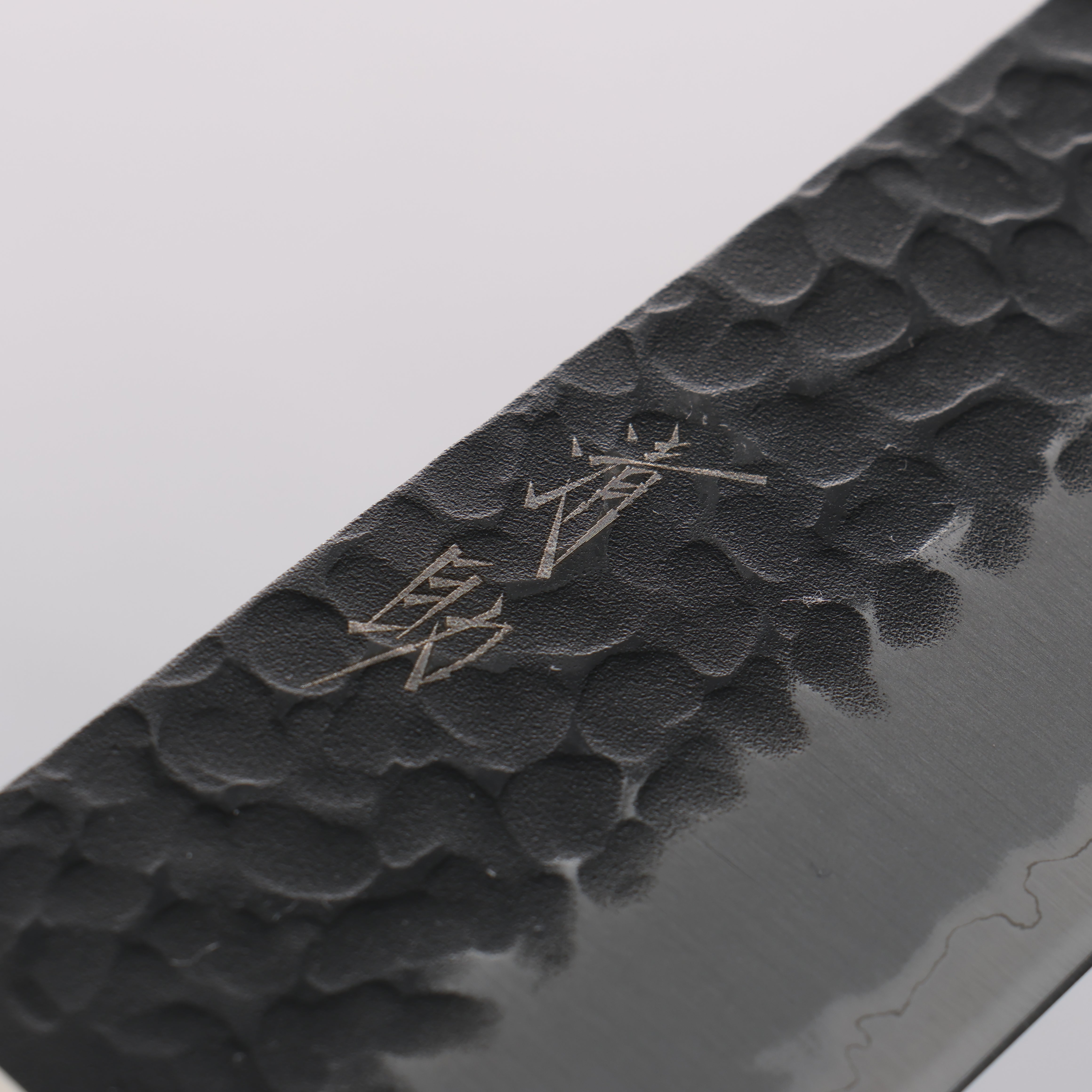 Seisuke Blue Super Hammered Black Finished Santoku 180mm Brown Pakka wood Handle - Seisuke Knife