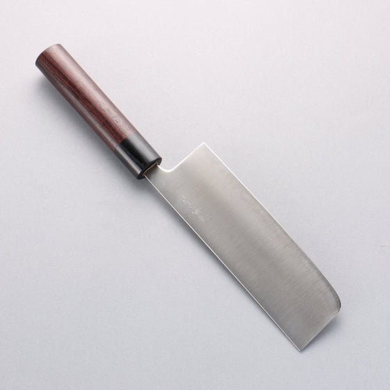 Seisuke Blue Super Nakiri 165mm Rosewood (Ferrule: Black Pakka Wood) Handle - Seisuke Knife
