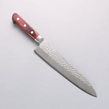  Seisuke Blue Super Hammered Gyuto 210mm Red Pakka wood Handle - Seisuke Knife
