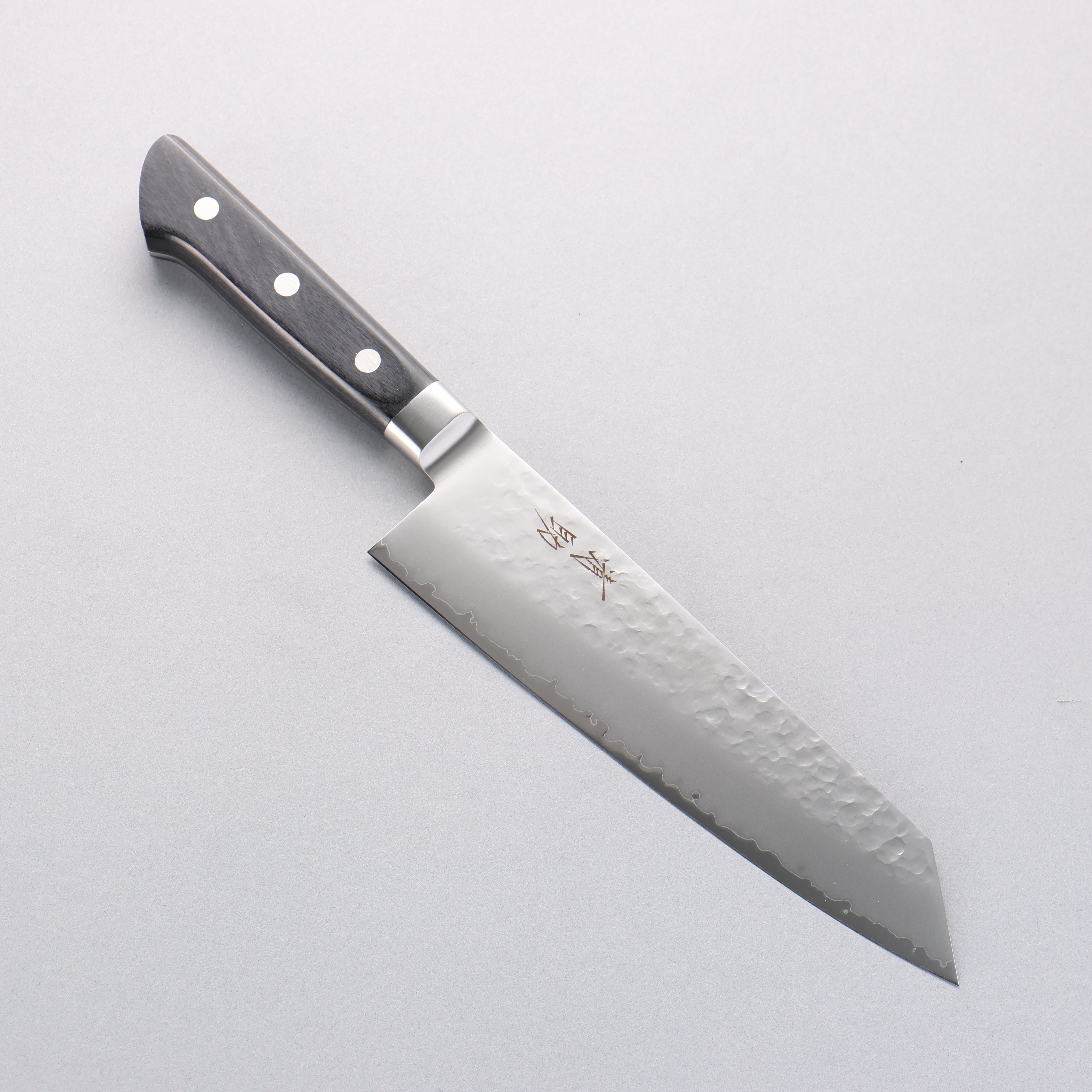 Seisuke VG5 Hammered Kasumitogi Kiritsuke Santoku 190mm Black Pakka wood Handle - Seisuke Knife