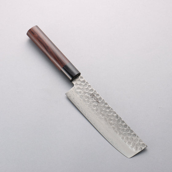 Seisuke Sumi VG10 Hammered Damascus Nakiri 165mm Rosewood (Ferrule: Black Pakka Wood) Handle - Seisuke Knife