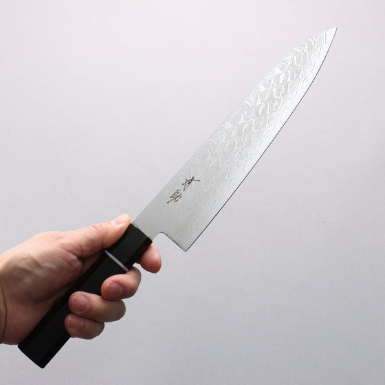 Seisuke AUS10 Mirror Crossed Gyuto 210mm Black Pakka wood Handle - Seisuke Knife