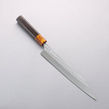  Yoshimi Kato Minamo SG2 Hammered Kiritsuke Sujihiki 240mm Ebony (ferrule: Orange Resin) Handle - Seisuke Knife