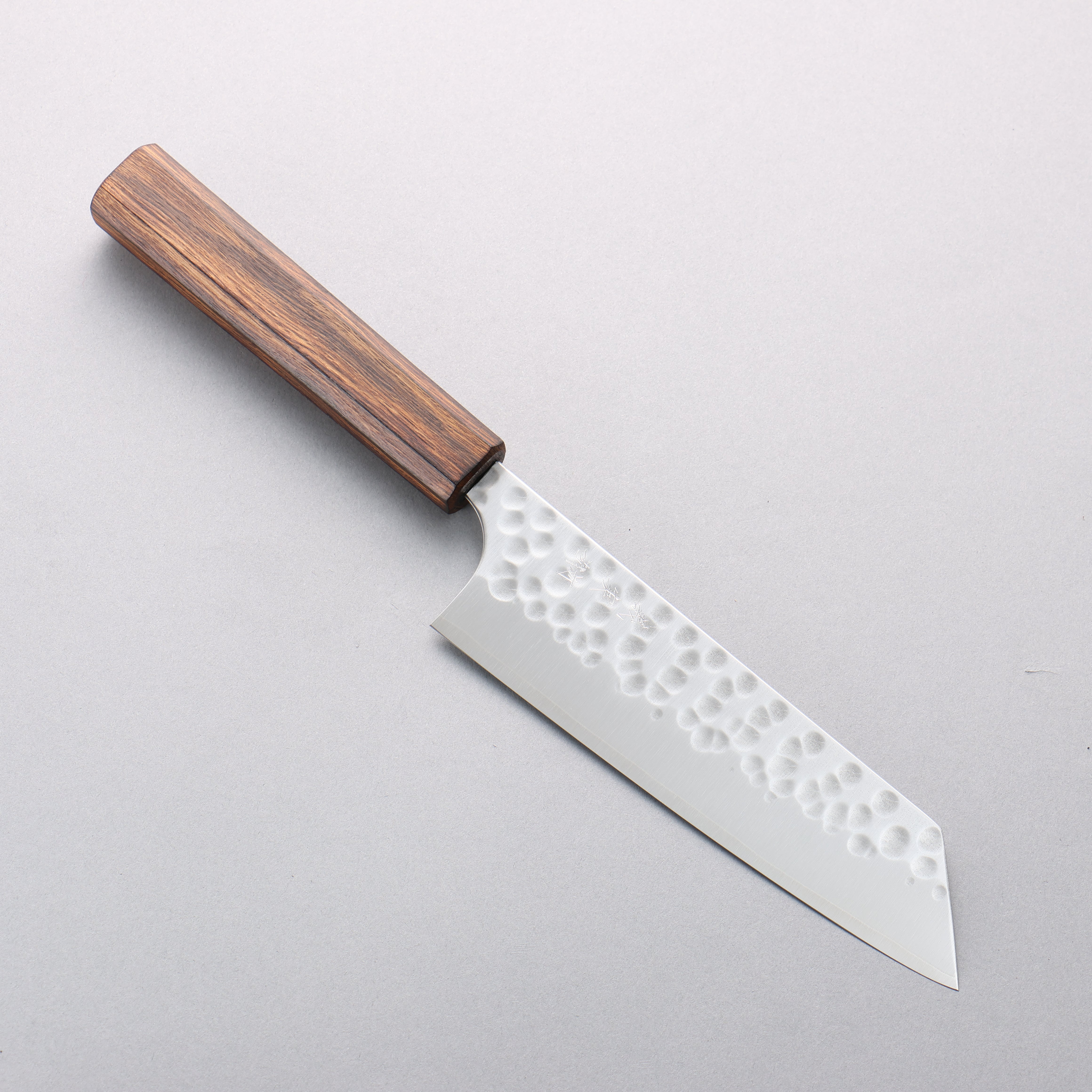 Yoshimi Kato SG2 Hammered(Maru) One side Bunka 170mm Burnt Oak (Lacquered) Handle - Seisuke Knife