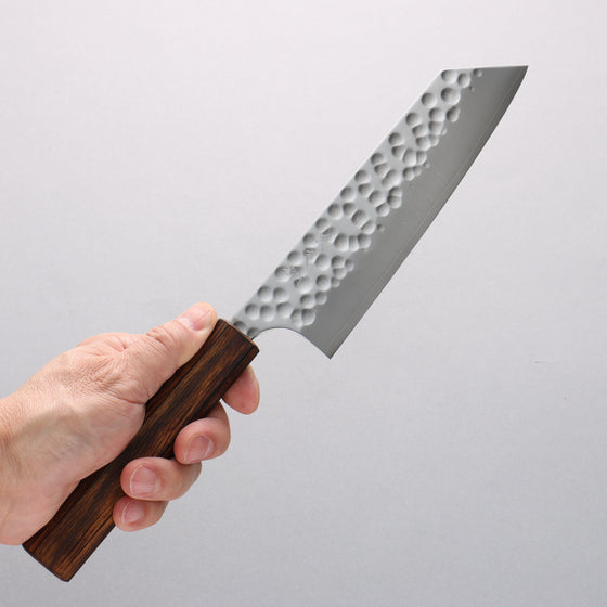 Yoshimi Kato SG2 Hammered(Maru) One side Bunka 170mm Burnt Oak (Lacquered) Handle - Seisuke Knife