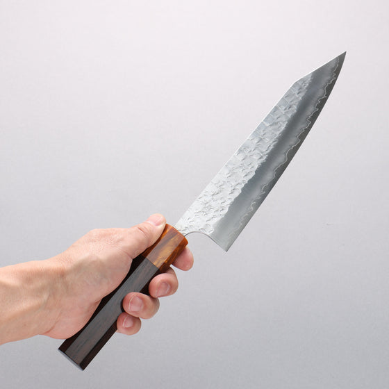 Yoshimi Kato Hyo SG2 Hammered Kiritsuke Gyuto 210mm Ebony (ferrule: Orange Resin) Handle - Seisuke Knife