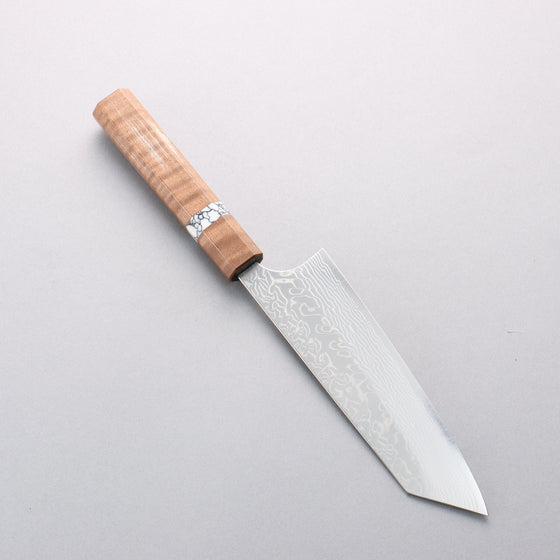 Yoshimi Kato SG2 Damascus Migaki Finished Bunka 170mm Brown Stabilized Wood (White Turquoise Ring) Handle - Seisuke Knife