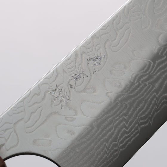 Yoshimi Kato SG2 Damascus Migaki Finished Bunka 170mm Brown Stabilized Wood (White Turquoise Ring) Handle - Seisuke Knife