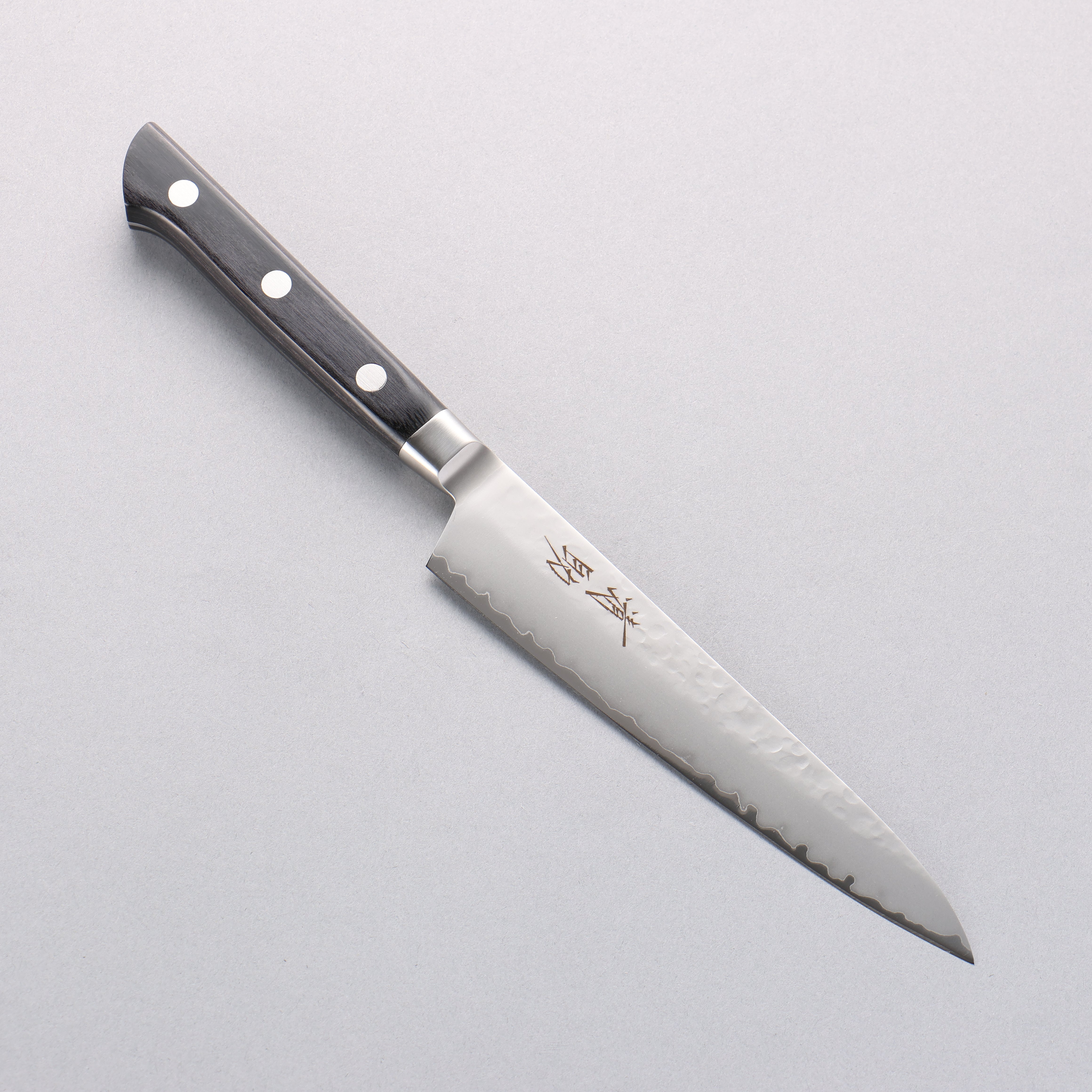 Seisuke VG5 Hammered Kasumitogi Petty-Utility 150mm Black Pakka wood Handle - Seisuke Knife