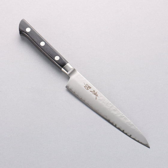 Seisuke VG5 Hammered Kasumitogi Petty-Utility 150mm Black Pakka wood Handle - Seisuke Knife