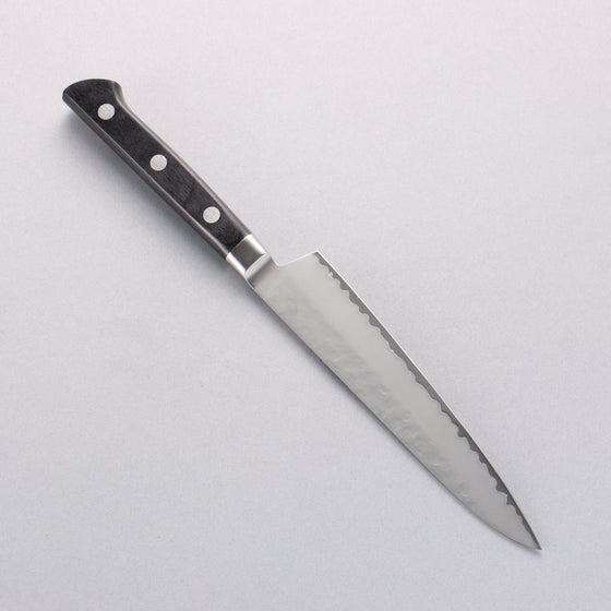 Seisuke VG5 Hammered Kasumitogi Petty-Utility 150mm Black Pakka wood Handle - Seisuke Knife