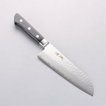  Seisuke VG5 Hammered Kasumitogi Santoku 175mm Black Pakka wood Handle - Seisuke Knife