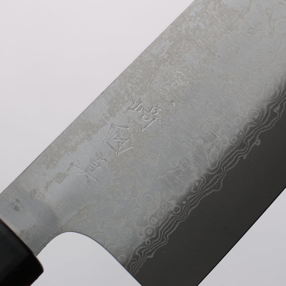 Makoto Kurosaki VG10w Damascus Santoku 165mm Lacquered (Marble pattern: Red/Black) Handle - Seisuke Knife