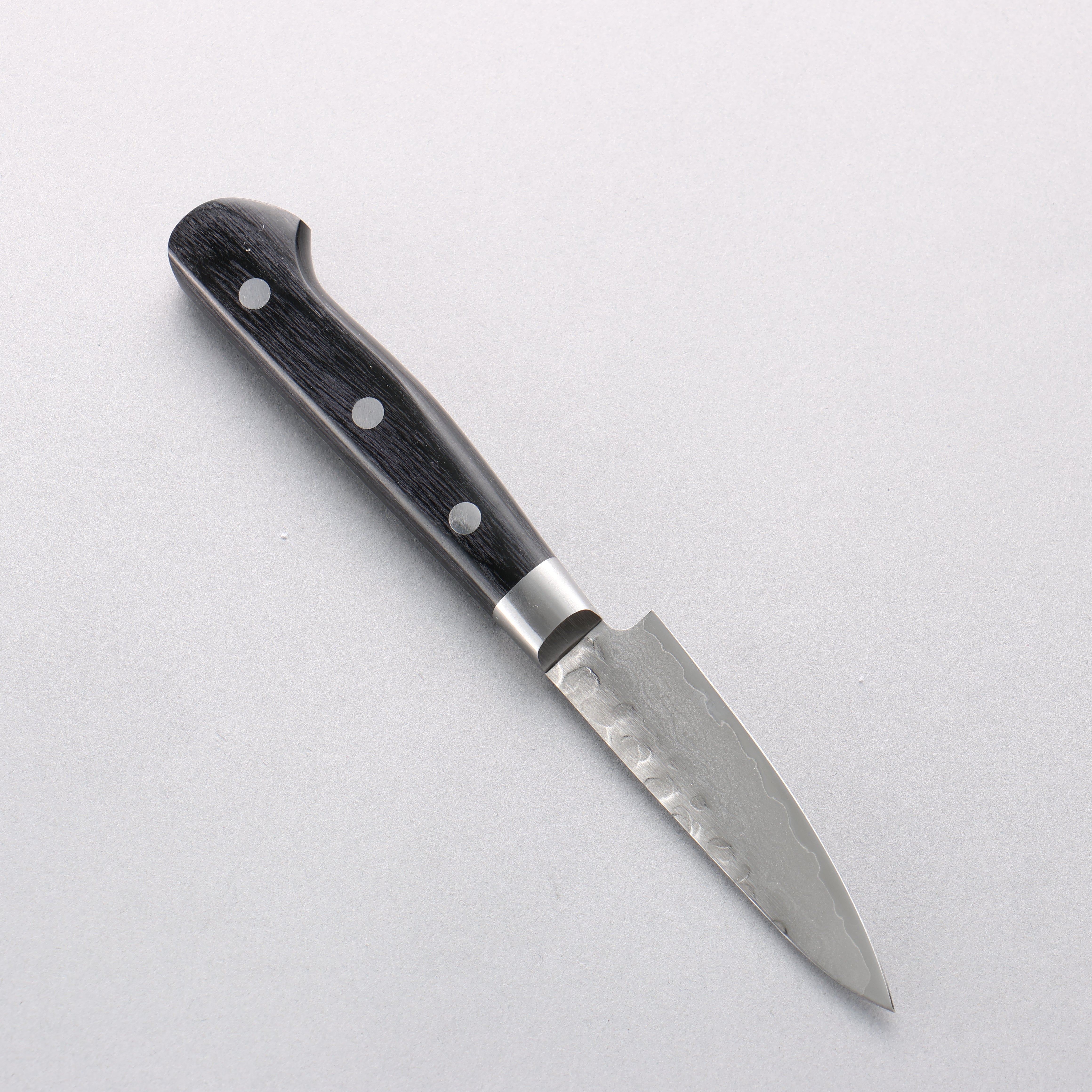 Sakai Takayuki VG10 Hammered Damascus 17 Layer Paring 80mm Black Pakkawood Handle - Seisuke Knife