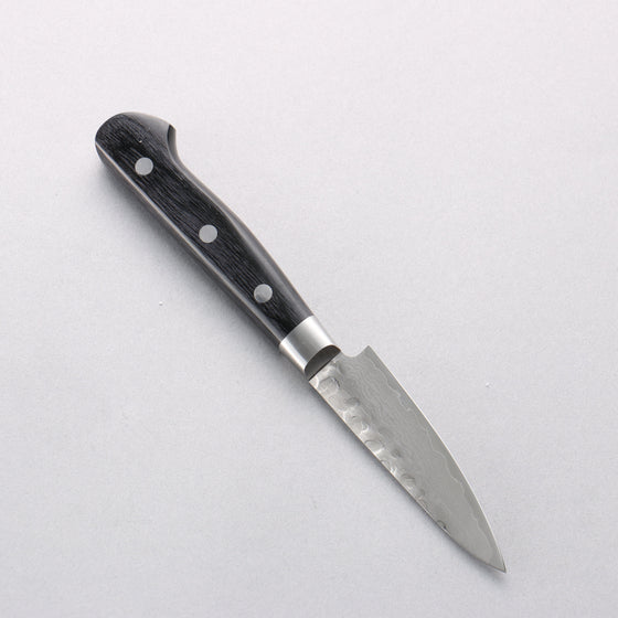 Sakai Takayuki VG10 Hammered Damascus 17 Layer Paring 80mm Black Pakka wood Handle - Seisuke Knife