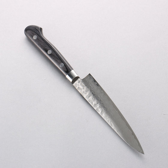 Sakai Takayuki VG10 Hammered Damascus 17 Layer Petty-Utility 135mm Black Pakka wood Handle - Seisuke Knife