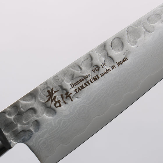 Sakai Takayuki VG10 Hammered Damascus 17 Layer Petty-Utility 135mm Black Pakka wood Handle - Seisuke Knife