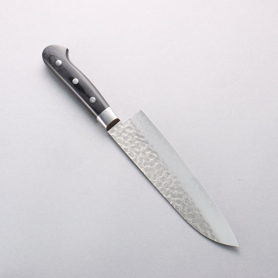 Sakai Takayuki VG10 Hammered Damascus 17 Layer Santoku 180mm Black Pakka wood Handle - Seisuke Knife