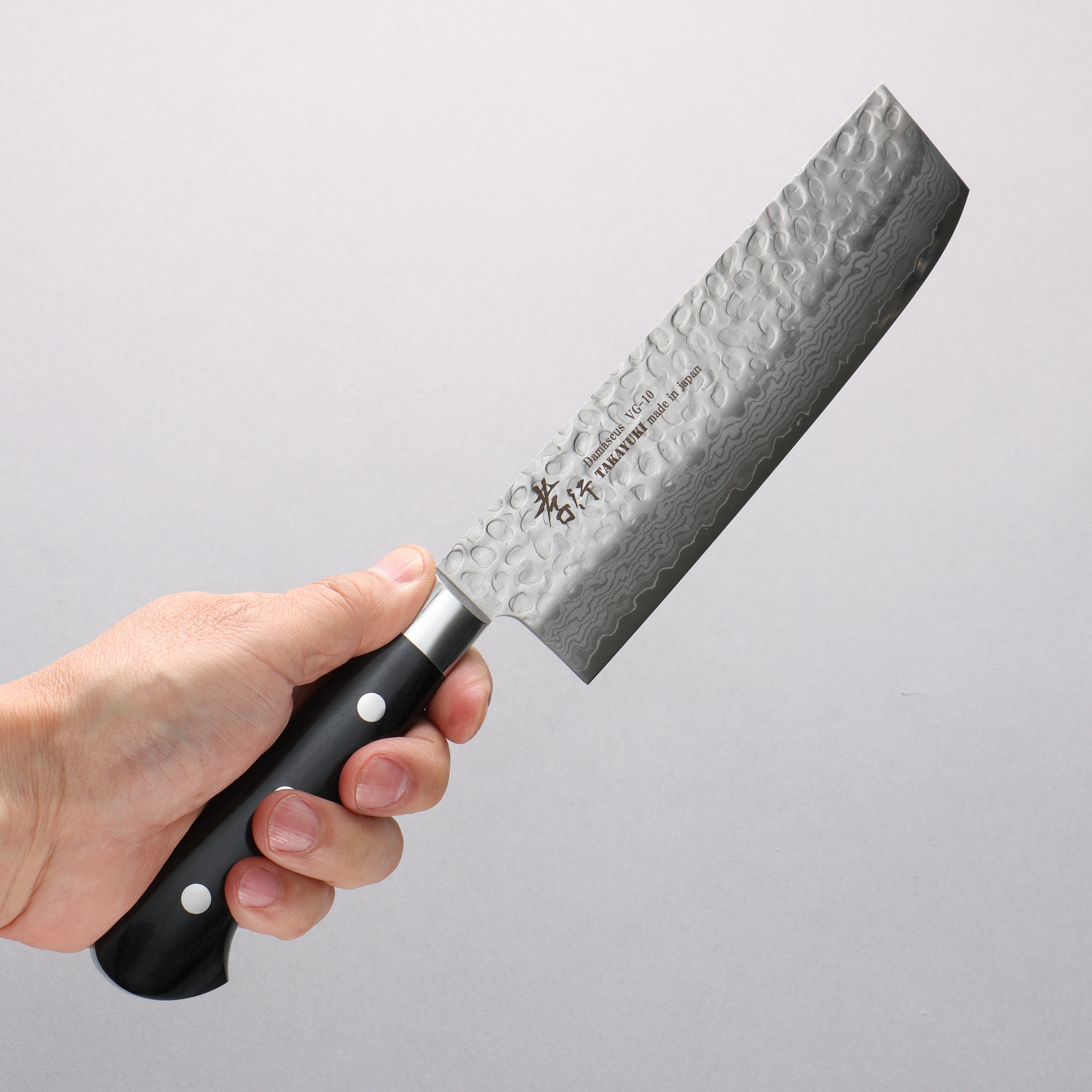 Sakai Takayuki VG10 Hammered Damascus 17 Layer Nakiri 160mm Black Pakka wood Handle - Seisuke Knife