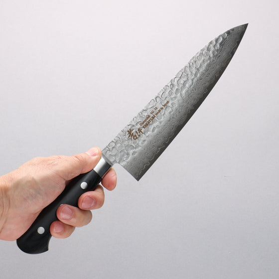 Sakai Takayuki VG10 Hammered Damascus 17 Layer Gyuto 210mm Black Pakka wood Handle - Seisuke Knife