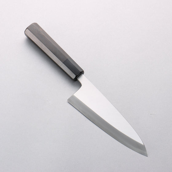 Minamoto Akitada Blue Steel No.2 Aideba 150mm Ebony Wood & Black Water Buffalo Horn Handle - Seisuke Knife