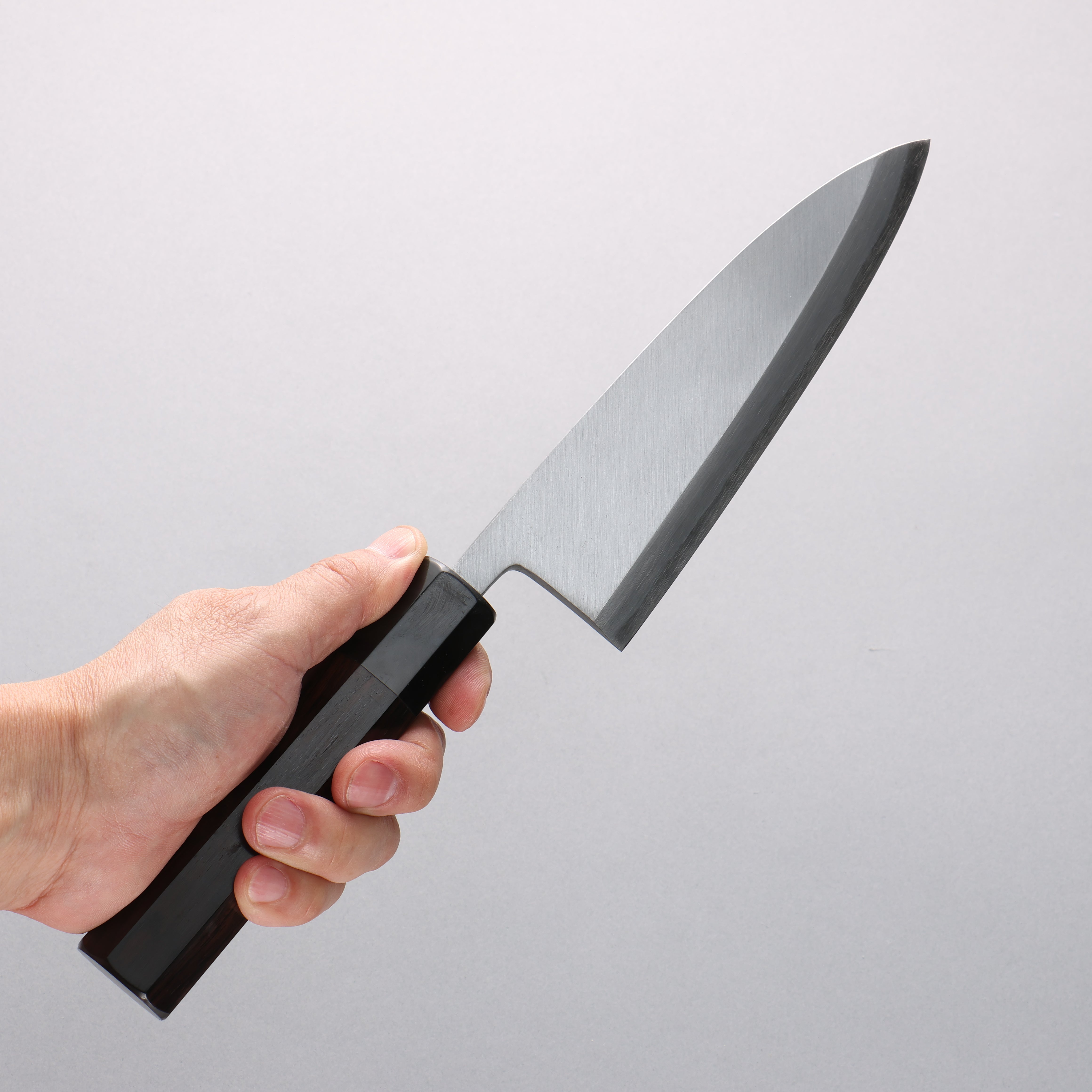 Minamoto Akitada Blue Steel No.2 Aideba 165mm Ebony Wood & Black Water Buffalo Horn Handle - Seisuke Knife