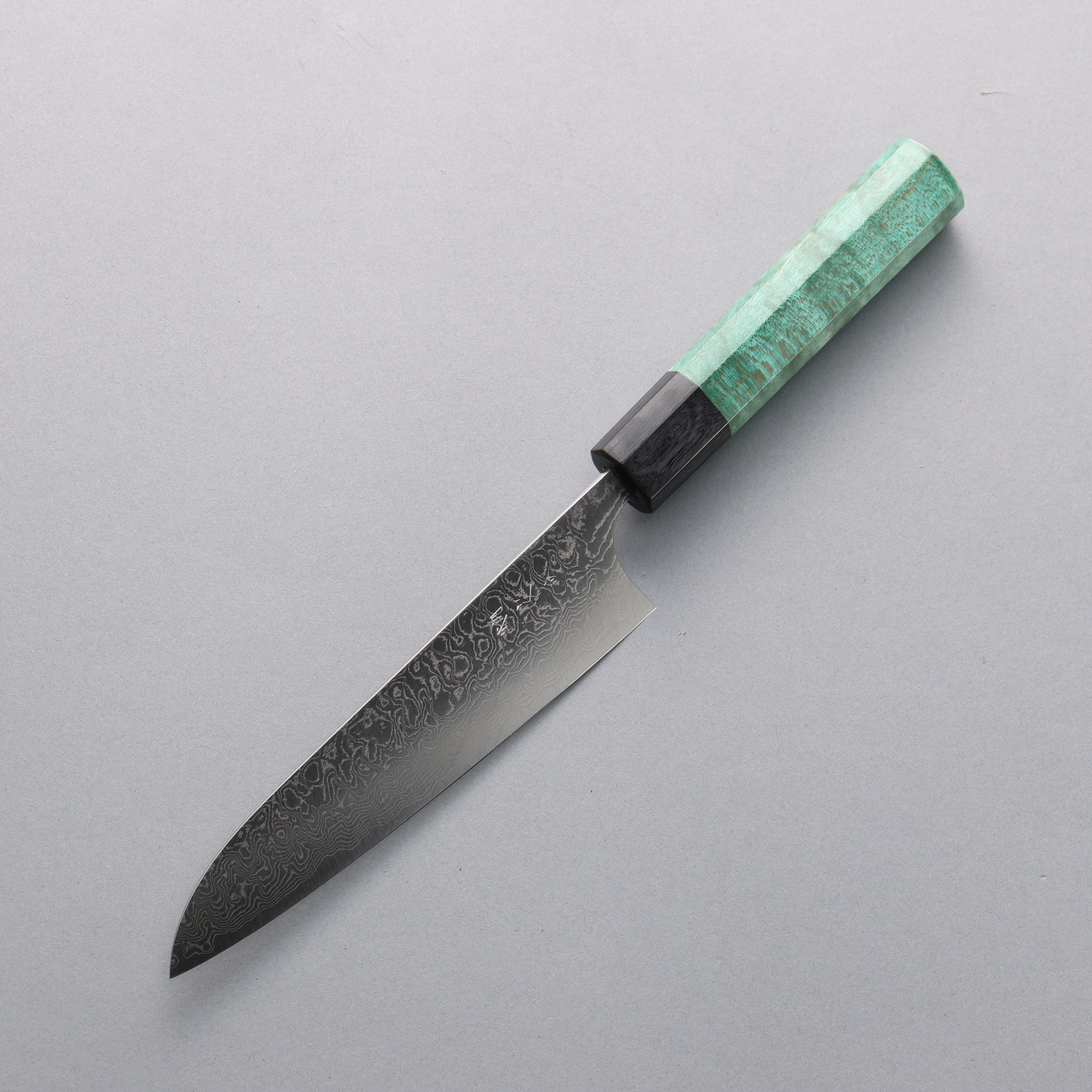 Anryu VG10 Migaki Finished Damascus Petty-Utility 150mm Green Stabilized Wood Handle - Seisuke Knife