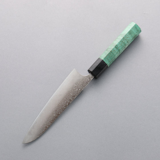 Anryu VG10 Migaki Finished Damascus Petty-Utility 150mm Green Stabilized Wood Handle - Seisuke Knife