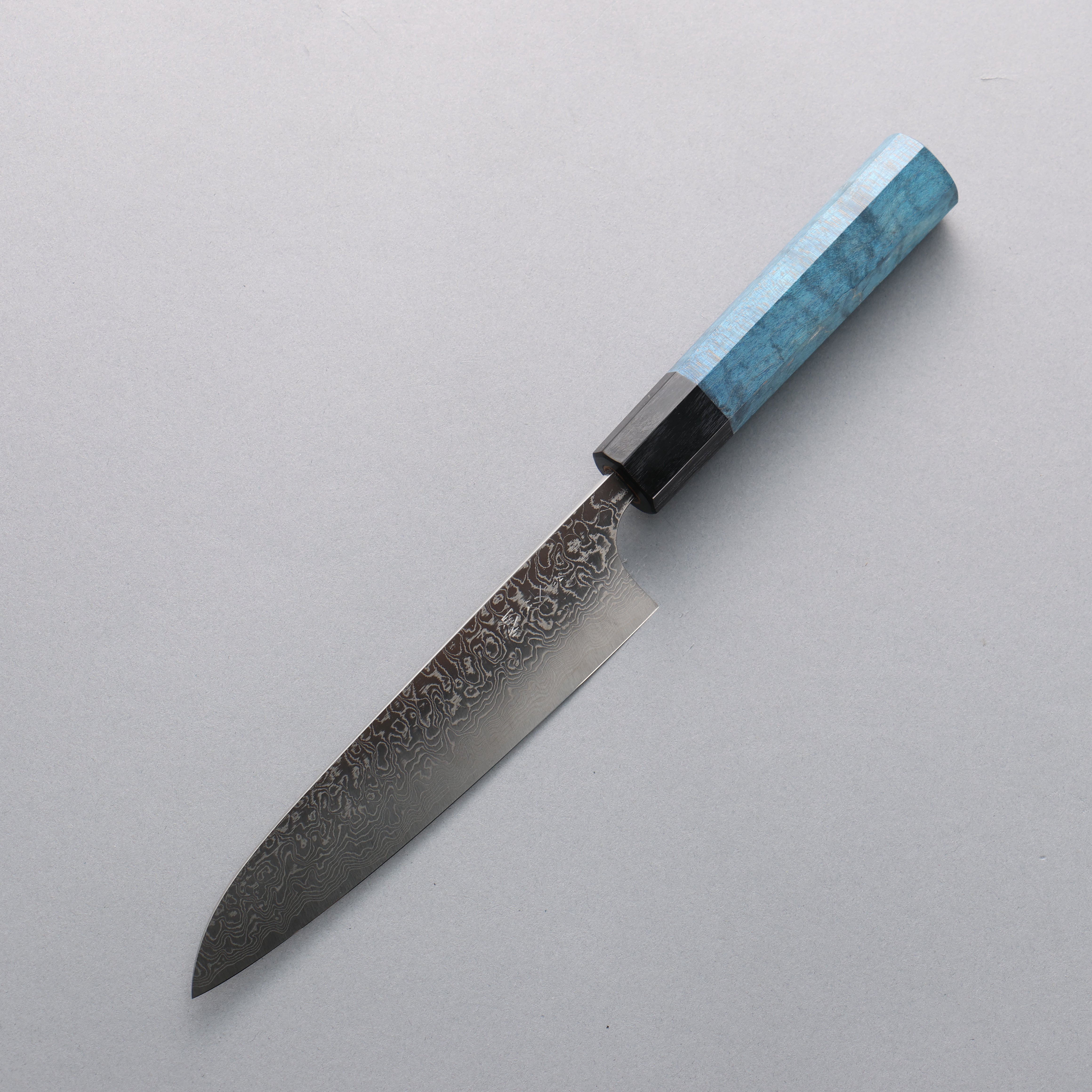 Anryu VG10 Migaki Finished Damascus Petty-Utility 150mm Blue Stabilized Wood Handle - Seisuke Knife
