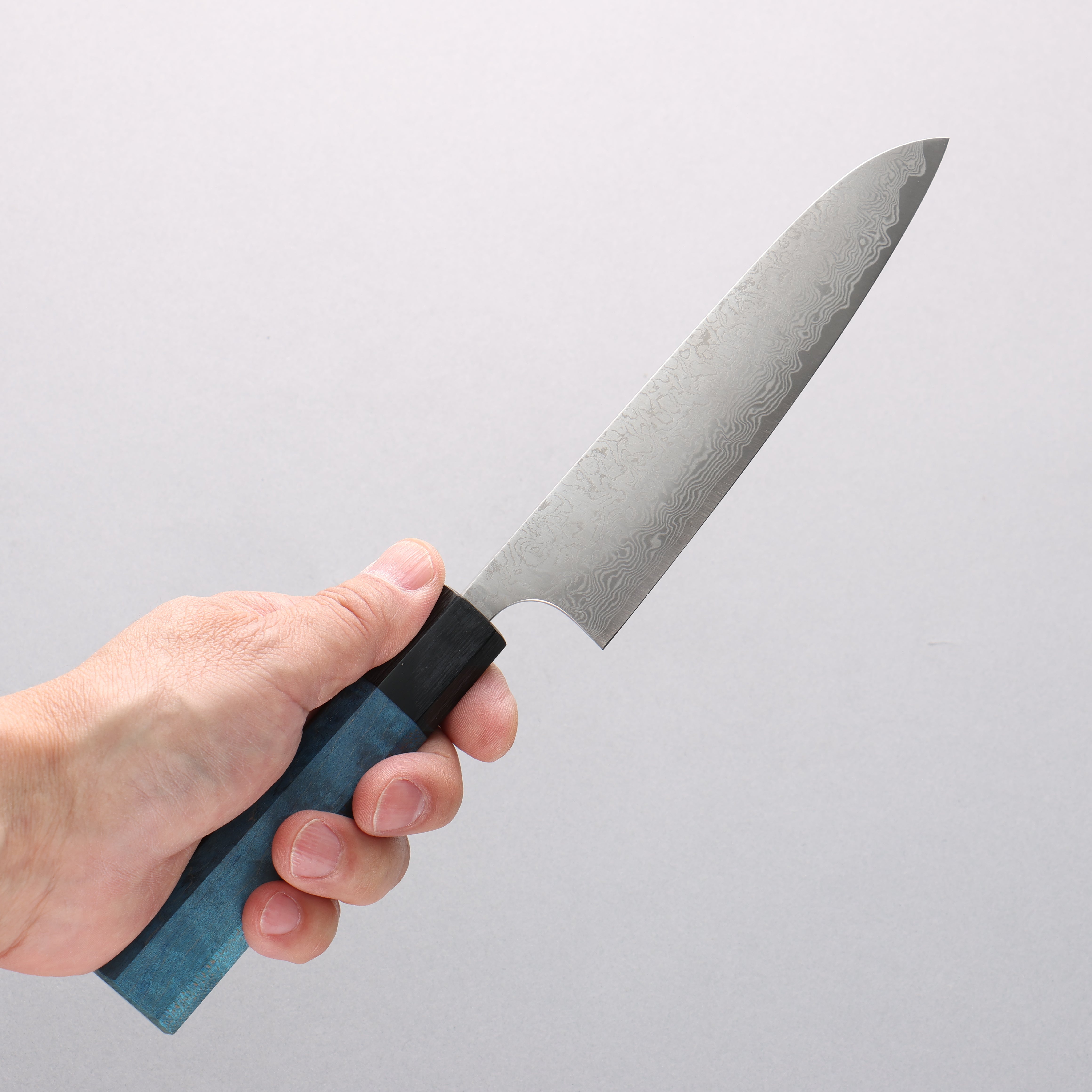 Anryu VG10 Migaki Damascus Petty-Utility 150mm Blue Stabilized Wood Handle - Seisuke Knife