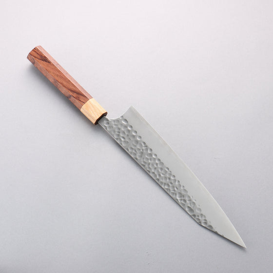 Yoshimi Kato Silver Steel No.3 Hammered(Maru) Kiritsuke Gyuto 240mm Honduras (ferrule: White Pakka wood) Handle - Seisuke Knife