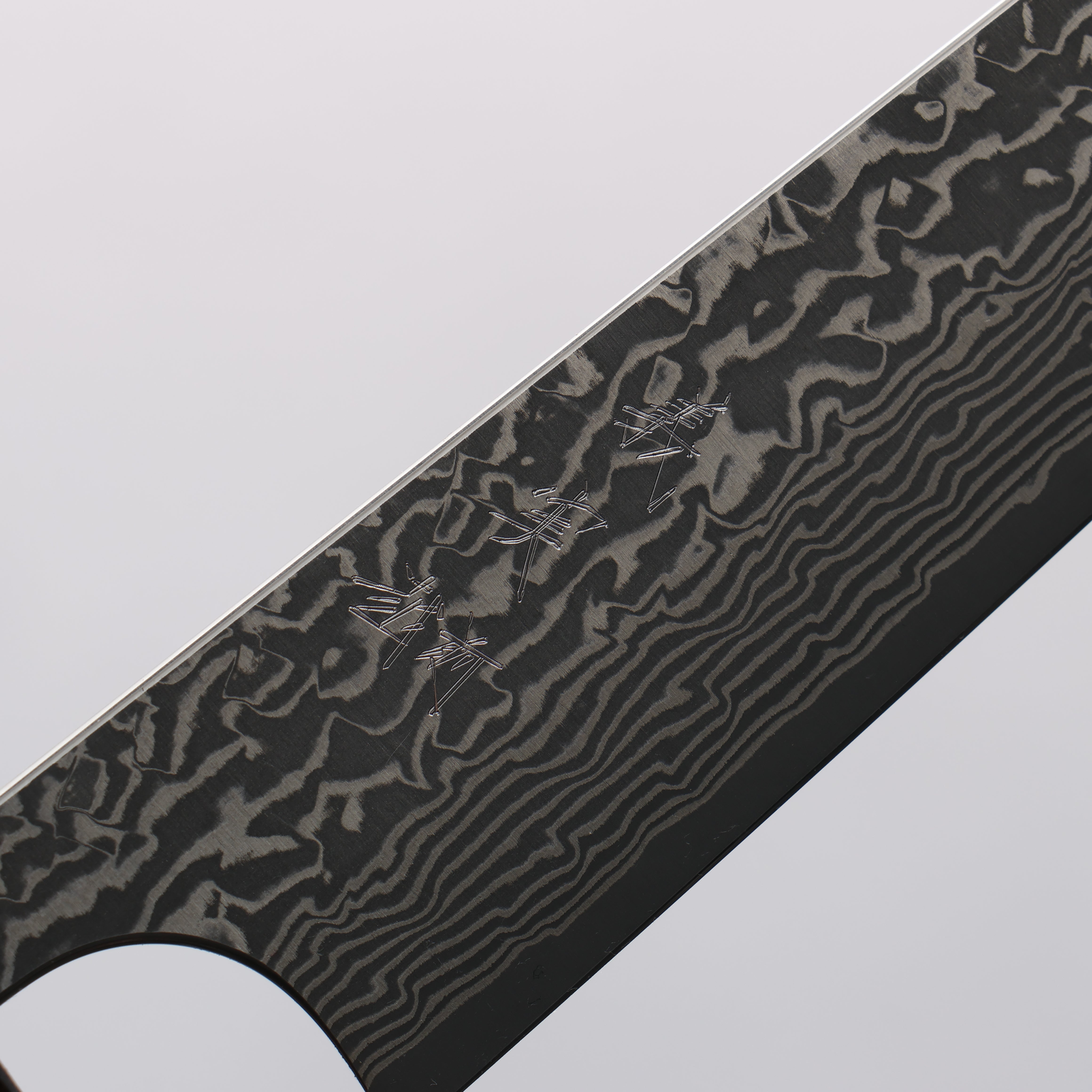 Yoshimi Kato VG10 Black Damascus Petty-Utility 150mm Japanese Pagoda Tree (Black Lacquered) Handle - Seisuke Knife